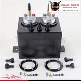 3L High Flow Fuel Swirl Surge Pot Tank + 2Pcs External 044 Dual Fuel Pump  Black/ Silver