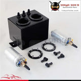 3L High Flow Fuel Swirl Surge Pot Tank + 2Pcs External 044 Dual Fuel Pump  Black/ Silver