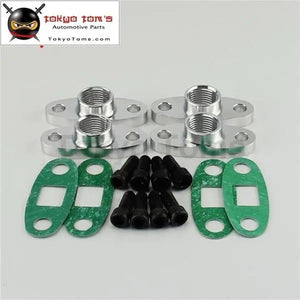 4 Pcs 1/2" Npt T3 T4 Female Turbo Oil Drain Outlet Flange Gasket Adapter Black/Silver