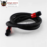 48" 8An Stainless Nylon Steel Braided Oil/Fuel Line W/ Fitting Hose End Adapter Black / Silver