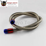 48" 8An Stainless Nylon Steel Braided Oil/Fuel Line W/ Fitting Hose End Adapter Black / Silver