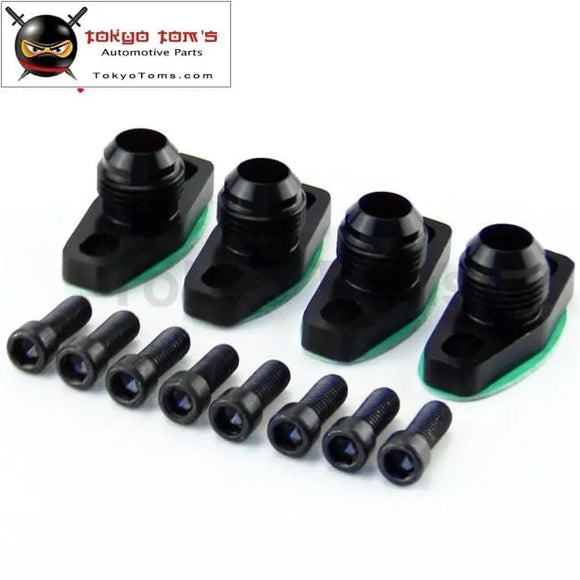 4 Pcs Turbo Oil Drain Outlet Flange Gasket Adapter Kit 10An Male Fitting T3 T4 Black/Silver - Tokyo Tom's