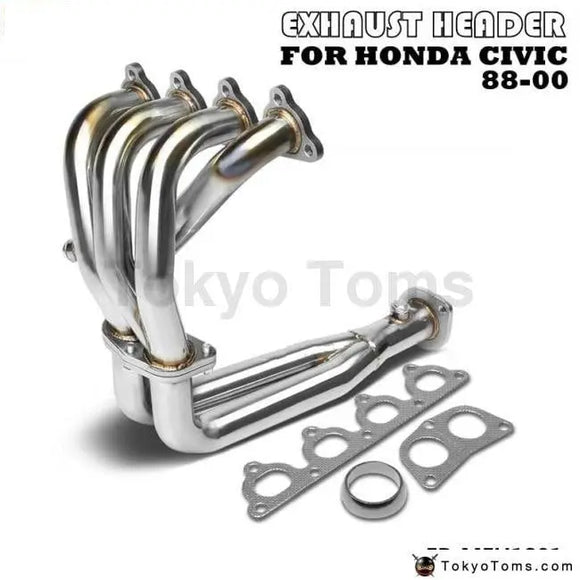 Stainless Steel Piping Header Manifold Exhaust For 88-00 Civic Eg Ef Ek Em - Tokyo Tom's