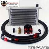 25 Row An8 3/4-16Unf Oil Cooler + 8An Nylon/Steel Hose Filter Adapter Kit