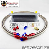 7 Row An-8 Engine Trust Oil Cooler + 8An Filter Adapter Stainess /Steel Hose Kit