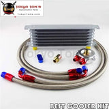 7 Row An-8 Engine Trust Oil Cooler + 8An Filter Adapter Stainess /Steel Hose Kit