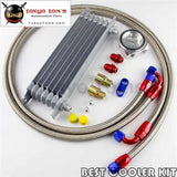 7 Row An-8 Engine Trust Oil Cooler + 8An Filter Adapter Stainess /Steel Hose Kit