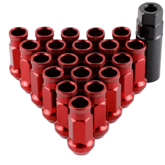 Super Steel Universal Racing Wheel Lug Nuts (Red)