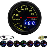 2" 52mm 7 Colors LED Dual Display Boost/Water/Oil temp/Oil pressure/Volt/Air fuel Ratio/EGT/Tachometer Car Gauge +Gauge Pods