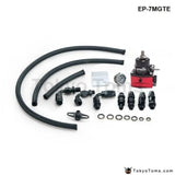 Tokyo Tom's Racing Adjustable Fuel Pressure Regulator Gauge Kit Black +Black Fittings With Oil Line - Tokyo Tom's