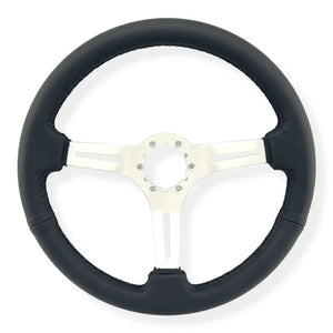 Tomu Akagi Black Leather and Silver Steering Wheel