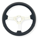 Tomu Akagi Black Leather and Silver Steering Wheel