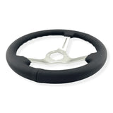 Tomu Akagi Black Leather and Silver Steering Wheel