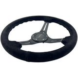 Tomu Akagi Black Suede and Black Alloy Steering Wheel