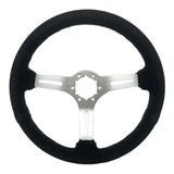 Tomu Akagi Black Suede and Silver Alloy Steering Wheel