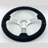 Tomu Akagi Black Suede and Silver Alloy Steering Wheel