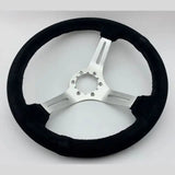 Tomu Akagi Black Suede and Silver Alloy Steering Wheel