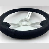 Tomu Akagi Black Suede and Silver Alloy Steering Wheel