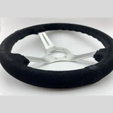 Tomu Akagi Black Suede and Silver Alloy Steering Wheel