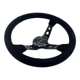 Tomu Ebisu Black Spoke with Black Suede Leather Steering Wheel