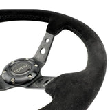 Tomu Ebisu Black Spoke with Black Suede Leather Steering Wheel