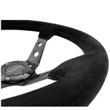 Tomu Ebisu Black Spoke with Black Suede Leather Steering Wheel