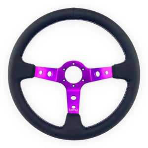 Tomu Ebisu Magenta Spoke with Black Leather Steering Wheel