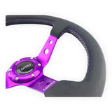 Tomu Ebisu Magenta Spoke with Black Leather Steering Wheel