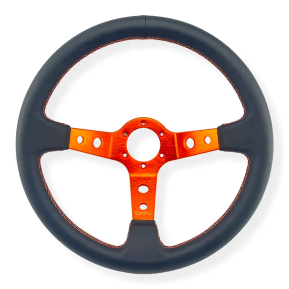 Tomu Ebisu Orange Spoke with Black Leather Steering Wheel