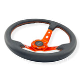 Tomu Ebisu Orange Spoke with Black Leather Steering Wheel