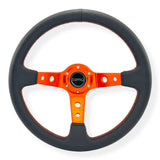 Tomu Ebisu Orange Spoke with Black Leather Steering Wheel