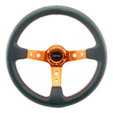 Tomu Ebisu Orange Spoke with Black Leather Steering Wheel