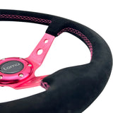 Tomu Ebisu Pink Spoke with Black Suede Steering Wheel