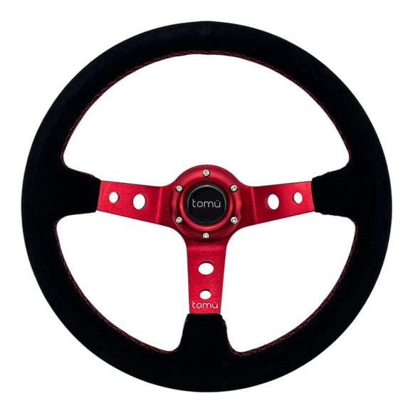 Tomu Ebisu Red Spoke with Black Suede Steering Wheel