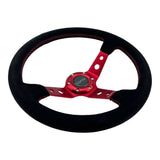 Tomu Ebisu Red Spoke with Black Suede Steering Wheel