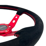 Tomu Ebisu Red Spoke with Black Suede Steering Wheel