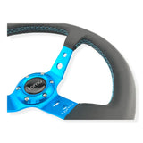 Tomu Ebisu Teal Spoke with Black Leather Steering Wheel