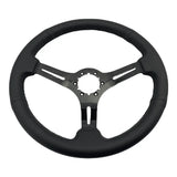 Tomu Fuji Black Perforated Leather and Black Mirror Chrome Spoke Steering Wheel