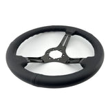 Tomu Fuji Black Perforated Leather and Black Mirror Chrome Spoke Steering Wheel