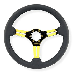 Tomu Fuji Black Perforated Leather with Gold Spoke Steering Wheel