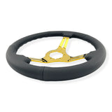 Tomu Fuji Black Perforated Leather with Gold Spoke Steering Wheel