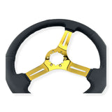 Tomu Fuji Black Perforated Leather with Gold Spoke Steering Wheel