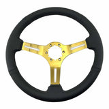 Tomu Fuji Black Perforated Leather with Gold Spoke Steering Wheel