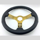 Tomu Fuji Black Perforated Leather with Gold Spoke Steering Wheel