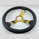 Tomu Fuji Black Perforated Leather with Gold Spoke Steering Wheel