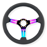 Tomu Fuji Black Perforated Leather with Neo Chrome Spoke Steering Wheel