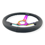 Tomu Fuji Black Perforated Leather with Neo Chrome Spoke Steering Wheel