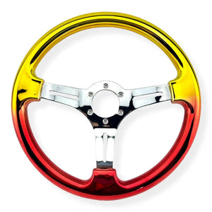 Tomu Gold and Red Chrome with Chrome Spoke Steering Wheel