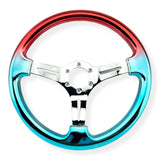 Tomu Red & Blue Chrome with Chrome Spoke Steering Wheel