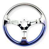 Tomu Silver and Blue Chrome with Chrome Spoke Steering Wheel